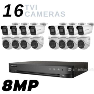 16 camera 4K 8MP Security System TVI Outdoor and Indoor with 4 TB HDD complete kit