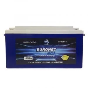 This is a picture of the EURONET BLUE GEL BATTERY 12V 200AH FAT sold in Lebanon by Smart Security